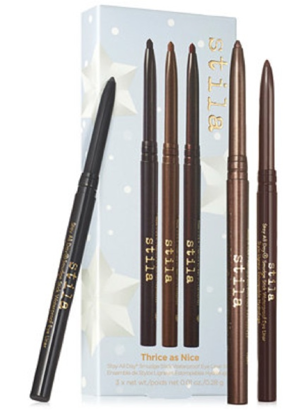 Stila NIB Thrice As Nice Stay All Day Smudge Stick Waterproof Eye Liner Set